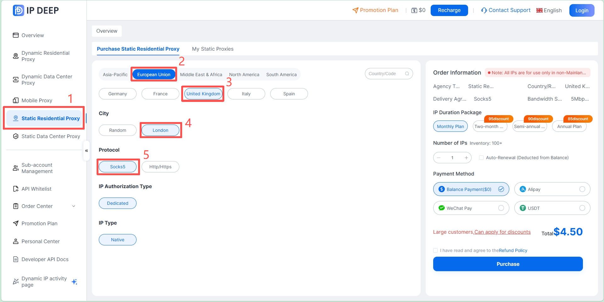 Steps to Select UK Proxy IP on IPDeep