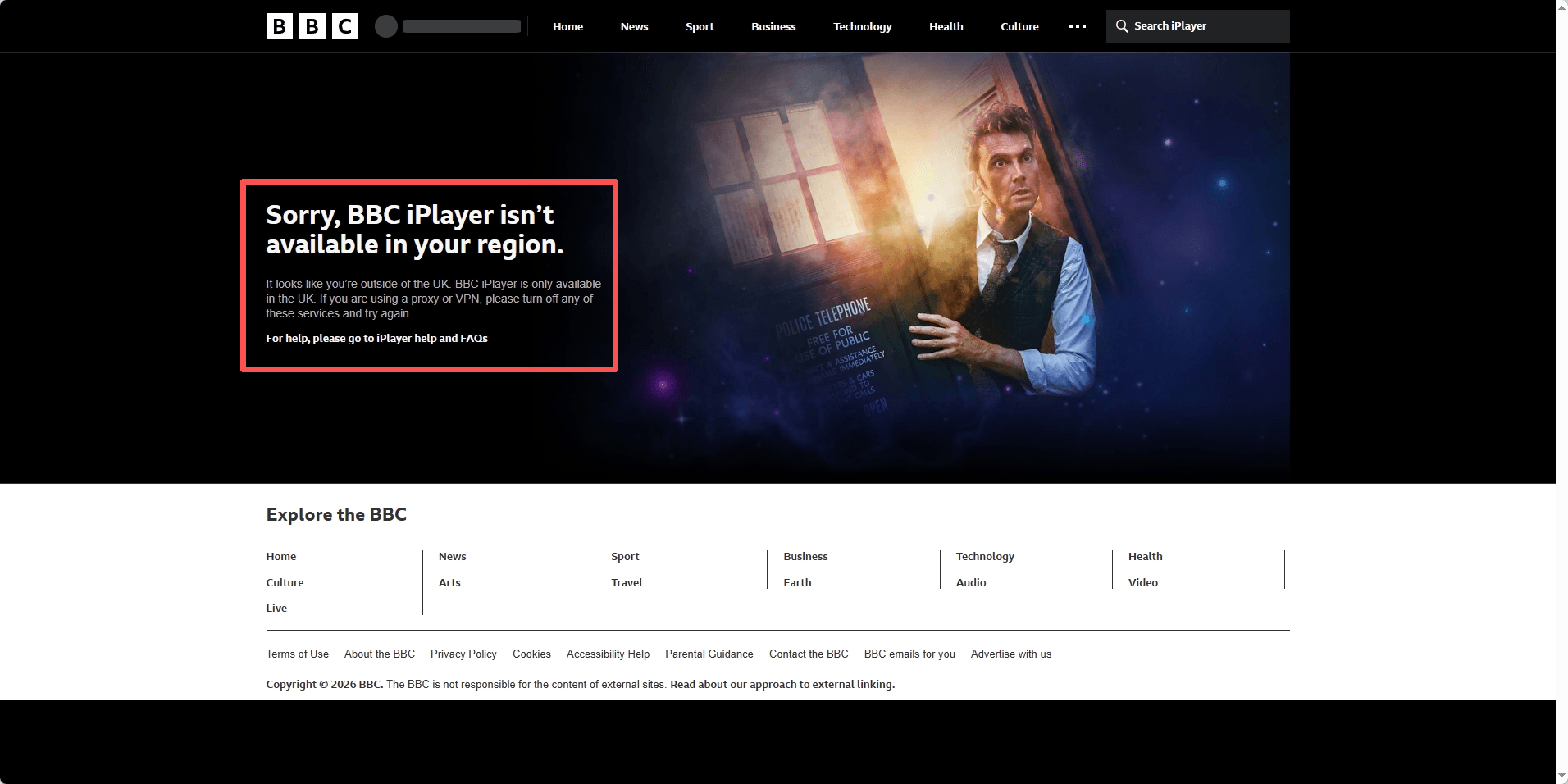 IP在美国，无法进入BBC iPlayer
