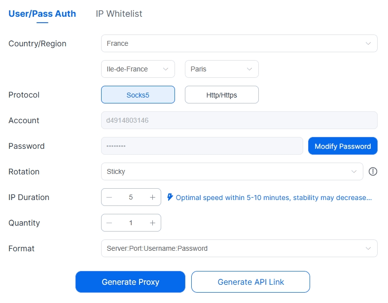 Exemplo de Interface de Configuração
