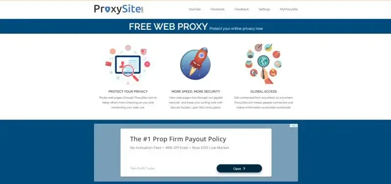 ProxySiteウェブサイトを開く