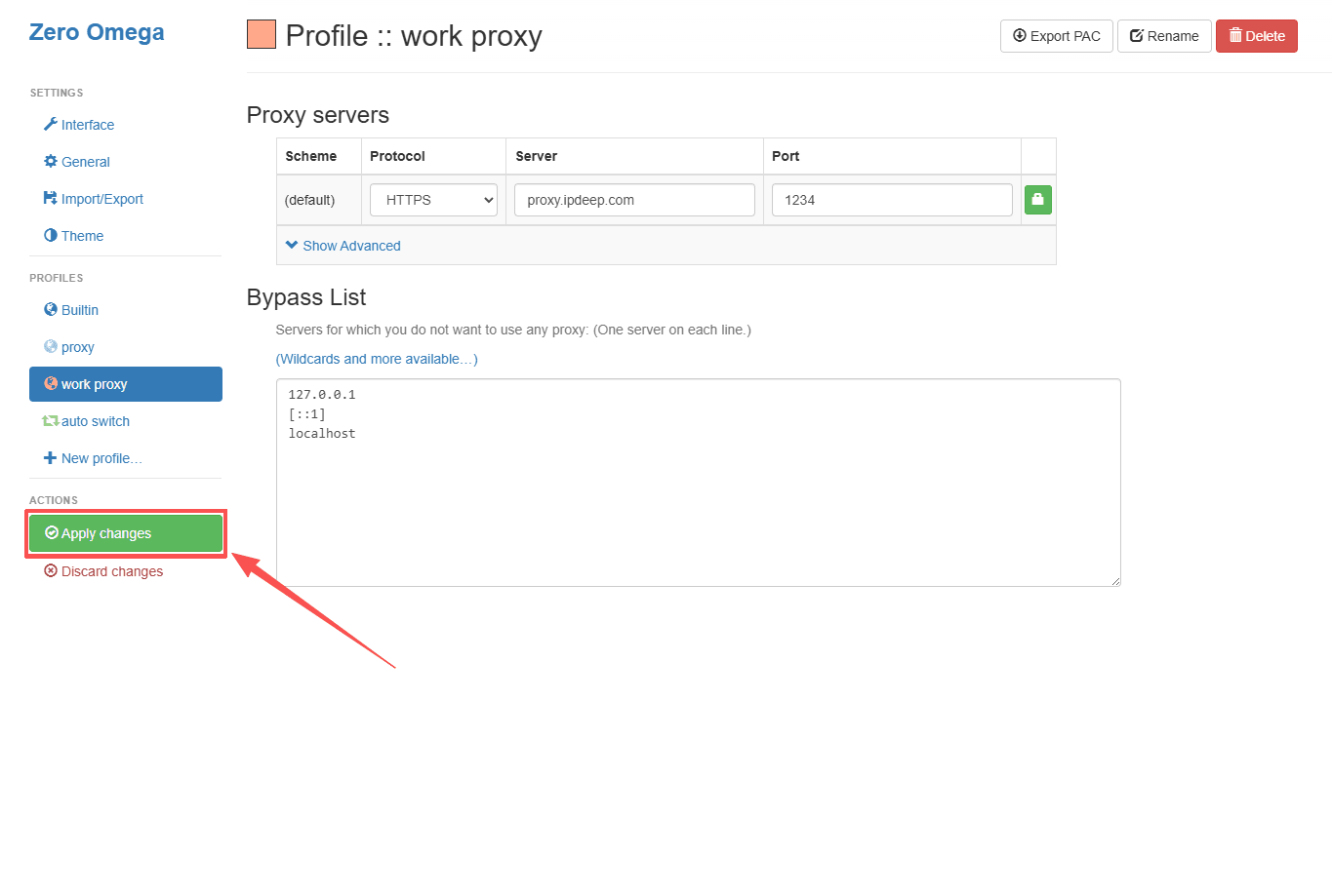 Änderungen übernehmen