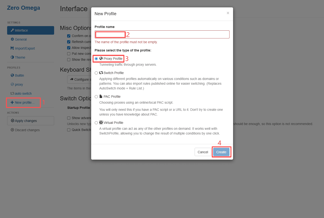 SwitchyOmega Einstellungen